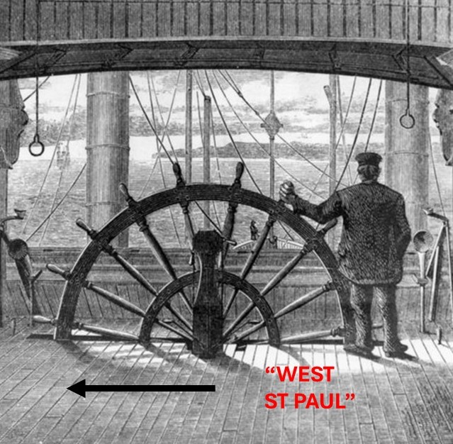 vincempls's tweet photo. The weirdness of directions in St Paul only makes perfect sense if you picture yourself as an 1850s riverboat captain. If the Mississippi is a straight south-to-north highway no matter how it curves, then the port side of your steamship is always "West". https://t.co/HLSz2RYcFW