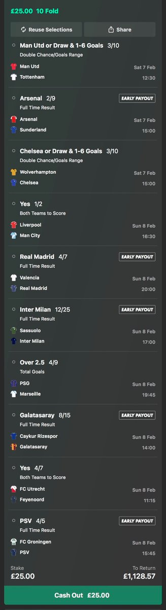 The weekend 44/1 accumulator 😁 

Giving £100 to 1 person from the comments if this wins 💰