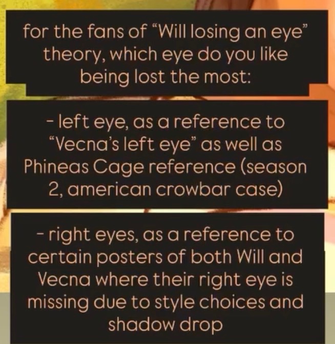 dzmaylon's tweet photo. @ARACHN0PH0BIA_ Short answer is below but for more details you can google Vecna’s eye theory! https://t.co/sACRx6CpFV
