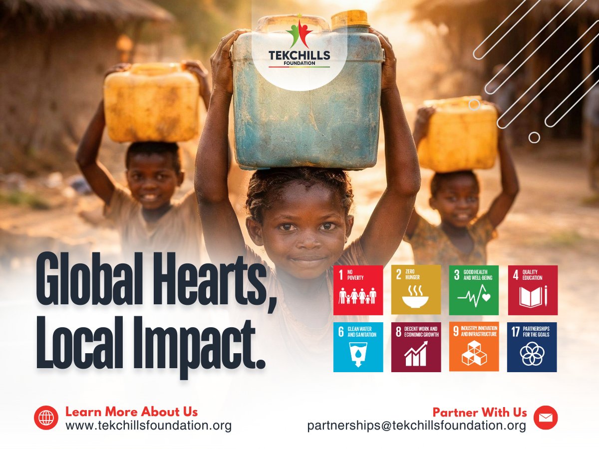 TekchillsF's tweet photo. Imagine a world where global compassion meets local action.

This year, we unite hearts to support the UN SDGs 1, 2, 3, 4, 6, 8, 9 &amp; especially 17. Partnerships turn good intentions into lasting impact.

Join us. 🤝 partnerships@tekchillsfoundation.org

#impactinvesting https://t.co/OgM40GOBHi