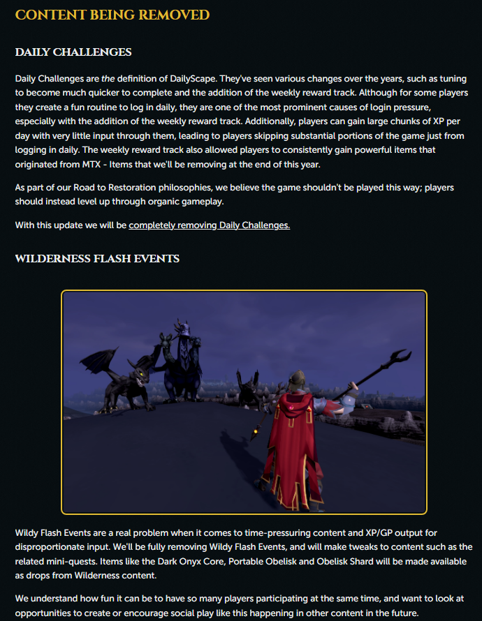 Man, I can just about accept yeeting wildy flash events but keep the daily challenges please. :(