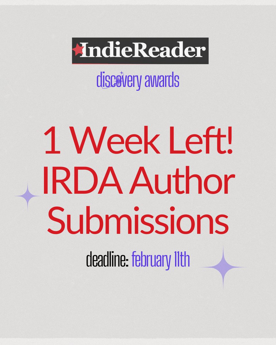 IndieReader's tweet image. ONE WEEK LEFT TO ENTER THE INDIE READER DISCOVERY AWARDS!

We would love to see your work in the mix this year.

Enter your book before February 11th HERE: loom.ly/x3ZO0UA

#IndieReader #IRDiscoveryAwards #IndieAuthors #IndieBooks