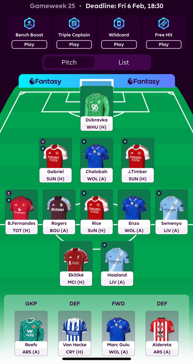 GW25🔒

VDV 👉 Timber ready for the DGW💪

🧢 Bruno.F

🌎2M

Good luck people!

#FPLCommunity #FPL #GW25