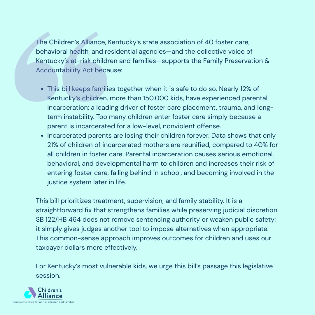 AllianceKy's tweet image. For Kentucky’s most vulnerable kids, we urge the passage of the Family Preservation &amp;amp; Accountability Act.