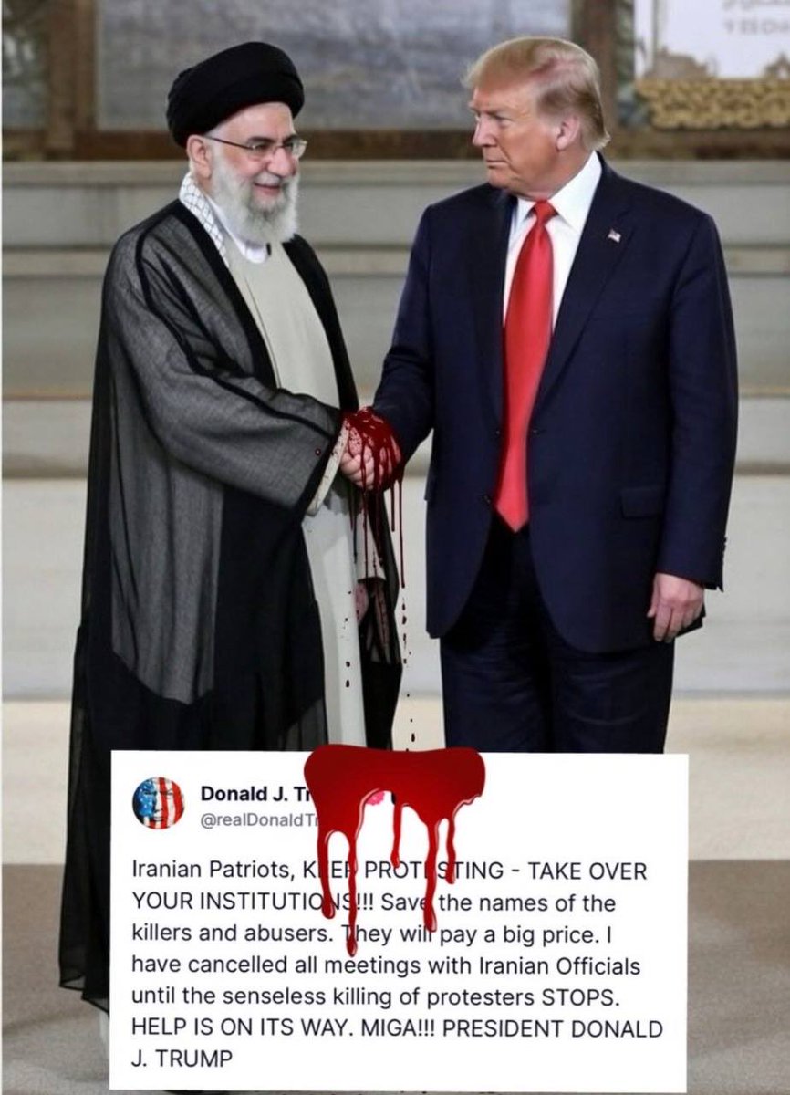 Newsha1370's tweet photo. @MegaGeopolitics Thousands of Iranians have been killed by violence and repression. How can there be talk of deals while families are still grieving? Justice for the people must come before negotiations.
#IranMassacre #StandWithIran #HumanRights #JusticeForIran #VoiceForIran #IranRevolution2026 https://t.co/tNscjLB7mi