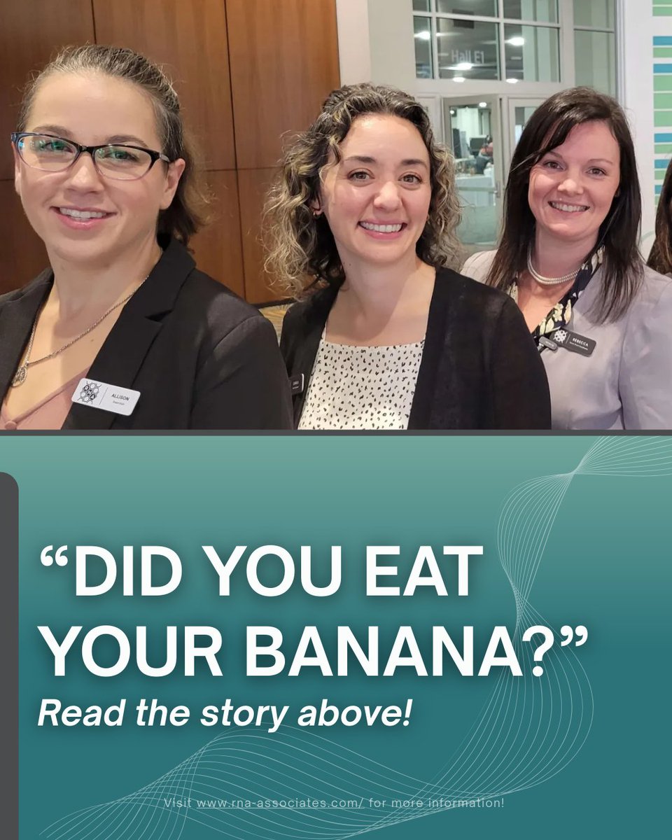 RNAassociates1's tweet photo. “Did you eat your banana?” A real response from an internal survey while juggling work and a toddler. At RNA Associates, we’re more than colleagues. We’re a community that leads with flexibility, grace, and support for working moms.

#TeamCulture #WorkLifeBalance #RNAAssociates https://t.co/AVnKBLQoHe