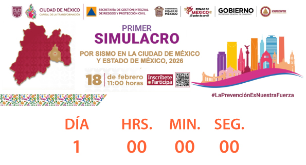 SASMEX's tweet photo. Falta 1 día para el #PrimerSimulacro2026 donde se activará la #AlertaSísmica en la CDMX y Edomex. Recuerda que se llevará a cabo este miércoles 18 de febrero en punto de las 11:00 hrs. ¡Prepárate y Participa!
Conoce más en: https://t.co/AOZJtGuzmx
¡Prevenir es vivir! https://t.co/UroOAREfgh