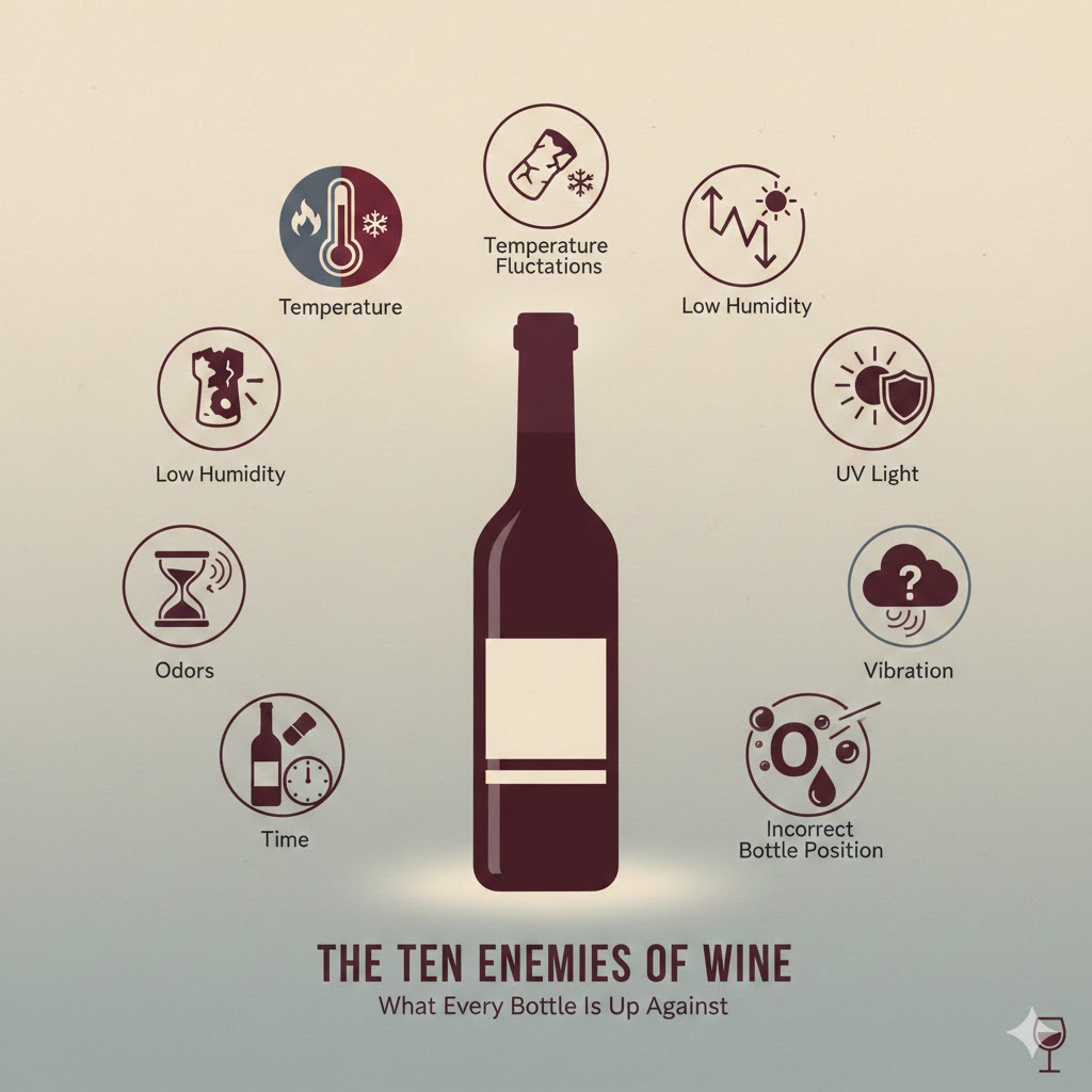 The Ten Enemies of Wine: What Every Bottle Is Up Against
Read more: tinyurl.com/mt8e7rd6
#wine #winestorage #winecellar #sommeliertips #wineeducation #winescience #cellarmanagement #winelovers #finewine #winecollecting #winebasics