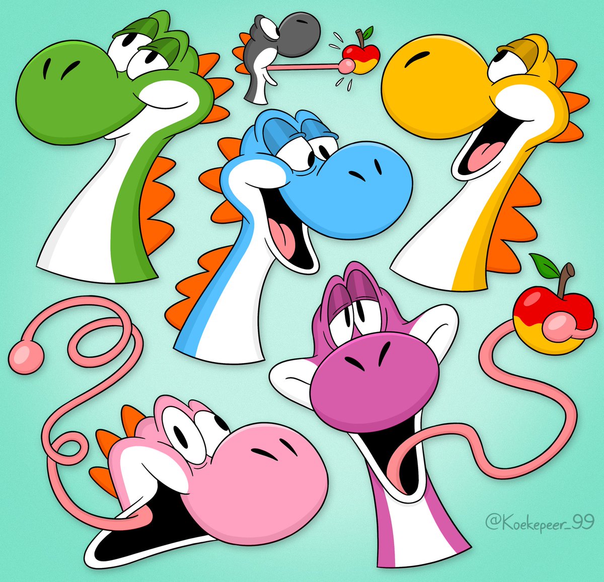Just some silly drawings of Yoshers
