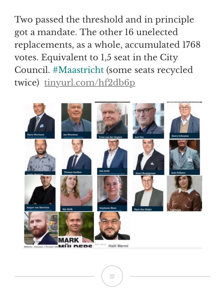 He received a grand total of 27 votes in the 2022 election, Gerbrand van den Eeckhout. Sworn in the past week, he is the 19th unelected replacement in the City Council. #Maastricht 👇tinyurl.com/hf2db6pn
