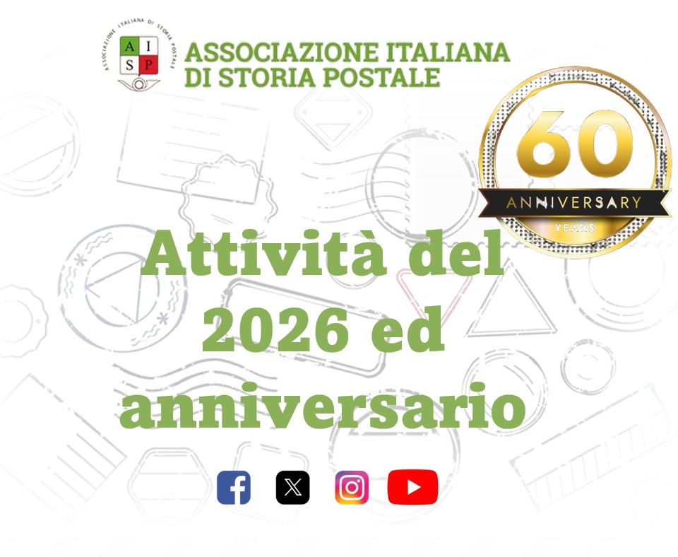 AISP1966's tweet photo. LE INIZIATIVE AISP PER IL 2026

Per dettagli visitare Facebook https://t.co/13vXULzJUN

#stamp #sello #timbre #briefmarken #filatelia #socialmedia #italy #italie #italien #philatelie #philately #francobollo #storiapostale #postalhistory #aisp #milan #milano #news #notizie #novita https://t.co/AzUYtSJrCV