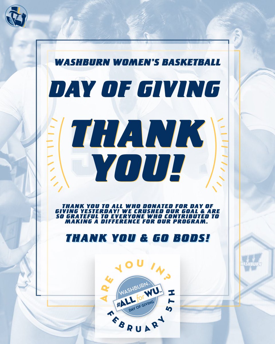 IchabodWBB's tweet photo. 𝐓𝐇𝐀𝐍𝐊 𝐘𝐎𝐔💙🩵

We are so grateful to everyone who donated for Day of Giving yesterday! You truly make a difference, thank you! #ALLforWU https://t.co/AkSPRsZIA0