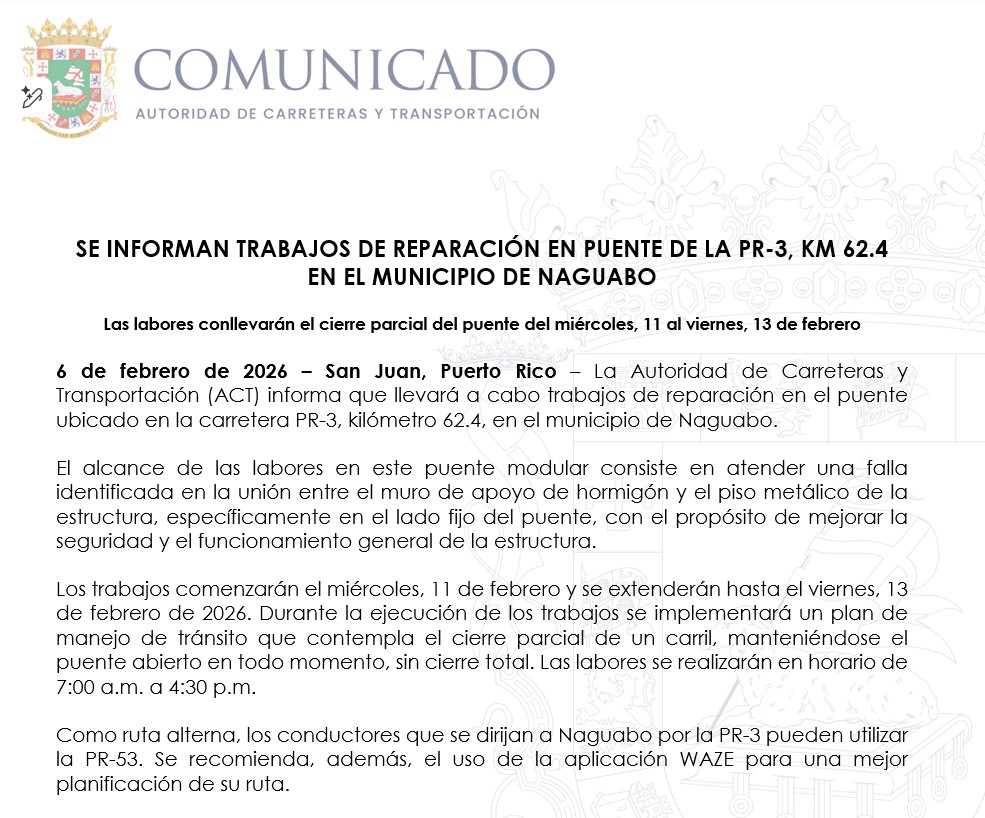 Autoridad de Carreteras y Transportación (ACT) tweet media
