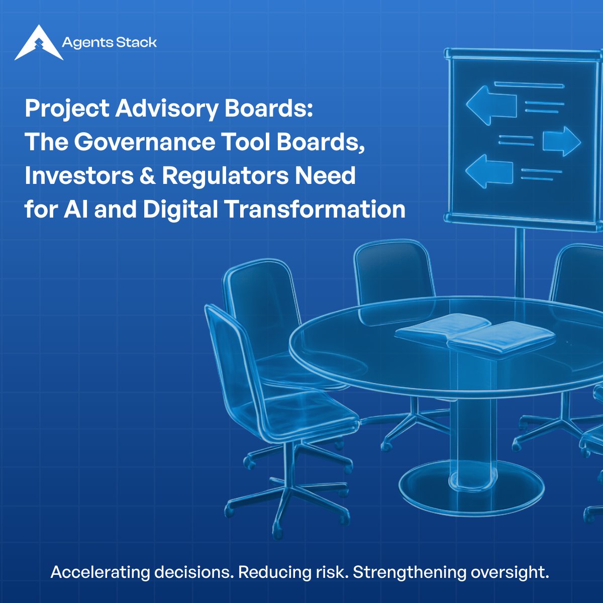AgentsStack's tweet photo. AI transformation is now a governance challenge.
Project Advisory Boards are emerging as the bridge between strategy, risk, and execution—helping leaders decide faster, manage complex risk, and align stakeholders.
#AI #DigitalTransformation #Governance #Leadership https://t.co/50ysvoivlt