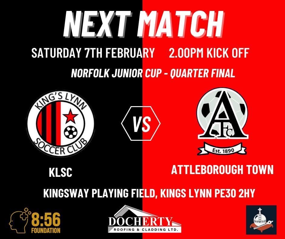 Needs something to do tomorrow get down kingsway as <a href="/KLSCSeniors/">KLSC Seniors & Ladies</a>  face <a href="/AttleboroTownFC/">Attleborough Town FC</a>  from division two in the quarter final of the junior cup 2pm kick off  can we keep the cup and league dream alive 🖤❤️ <a href="/LocalNickBowler/">Nick Bowler</a> <a href="/AnglianCom/">Fosters Solicitors Anglian Combination</a> <a href="/NCFACountyCups/">Norfolk FA County Cups</a> <a href="/NorfolkCountyFA/">Norfolk County FA</a>