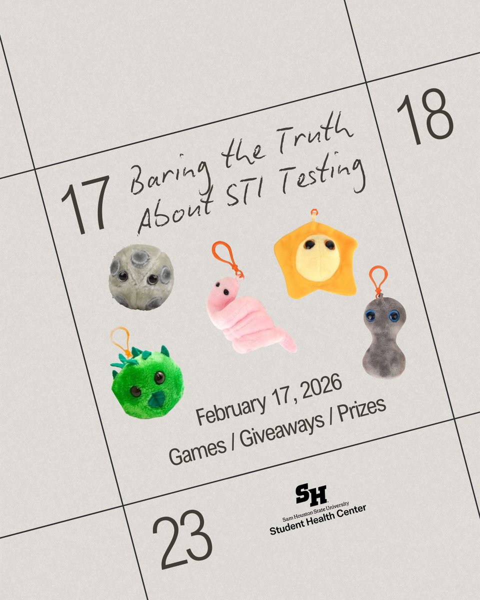 Want a Giant Microbes plushie of your own? Mark your calendar for February 17! 🗓 Join us at the Student Health Center to test your knowledge, play games 🕹 &amp; a chance to win some FREE PRIZES! We can't wait to 👀 you there!