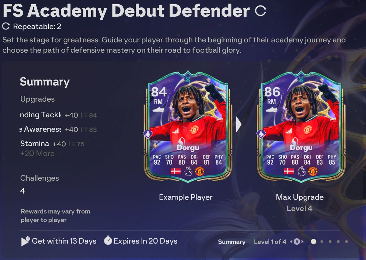 FUTWIZ's tweet photo. 🚨FUTURE STARS 2ND EVO GUIDE 🚨

1) Complete the Youth League Objective to get a 2nd Future Star Contract

2) Pick a Player aged u21 or under

3) Pick whatever Play Styles, Play Styles+, Weak Foot, Skill Moves & Roles you want

4) You can now select certain EVOs that won’t change the Player Card Design and keep the rating 84 or below and EVOs that allow you to have a 7th PS

5) You now have a choice between FS Academy Debut DEF/MID/ATT EVO (This takes your card to 86 rated)

6) If you have EVOs like Pristine Control that increases stats but not Rating you can use them (MUST STAY AT 86 RATED)

7) You can now put your EVO into the Position Specific EVO (For Example if its a LW or LM you can pick between a LM EVO or a LW EVO, which will change the stats depending on what you pick.

8) You now have to complete the Advanced Scouting Report Objective which will give you a 2nd Play Style+ and a choice between 5* Skill Moves and 5* Weak Foot (YOU CAN'T HAVE BOTH)

9) Now Lastly you can pick your last EVO which is the Club Legend EVO, very much like the debut one where you pick between DEF/MID/ATT.

10) Enjoy your cracked EVO 🫡