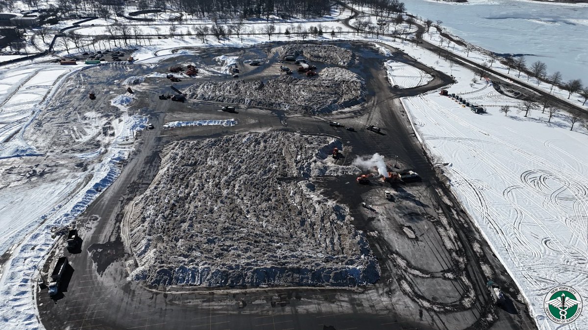 Friday Snow Ops Update:

We have now melted more than 230,000,000 pounds of snow - that's like a football field-full, piled more than 100 feet high.

And we are not stopping. These piles at Orchard Beach are about 15-20 feet high. (We bring snow from neighborhoods TO the melters.