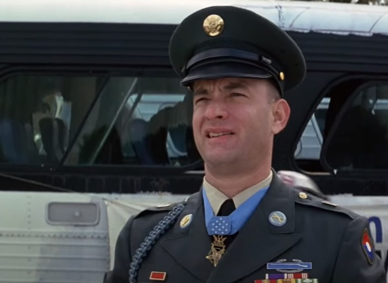 TheProjectUnity's tweet photo. @MelodyK76939777 In Forest Gump Tom Hanks is awarded the Baphomet Star and he legit does the pose during the film, I believe that film was his intro into the upper-tier cult. https://t.co/Sg38dgC4xK
