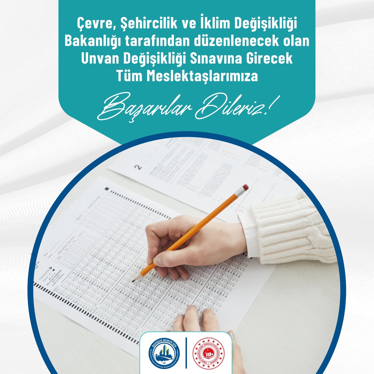 Çevre, Şehircilik ve İklim Değişikliği Bakanlığı tarafından düzenlenecek olan Unvan Değişikliği Sınavına girecek tüm meslektaşlarımıza başarılar dileriz.