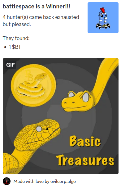 billbgo's tweet photo. Won a Basic Treasure in the Basic Discord Hunting with a @Voi_Net Basic Pixel Buddy 💯❗️  Visit the Basic Discord and try your luck at finding NFT's, Tokens and 🪙Basic Treasures🪙

🔗https://t.co/wS1Chf1jz0

#VoiGames @Belinda_algo @AlgoNFT_Quilt #Voiagers @Voi_Net https://t.co/b0X3mq7L3J