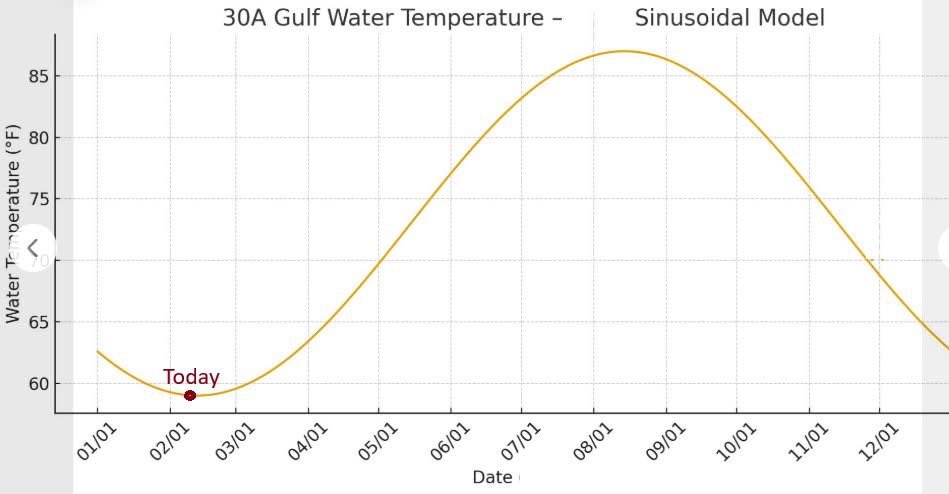 30A Beach Update 🌊❄️

The water temperature is currently 58°F — this is the coldest week of the year on 30A.

Good news ahead 👉 starting next week, water temperatures are expected to gradually rise as conditions improve.

Cold now… but warmer swims are on the way 😎