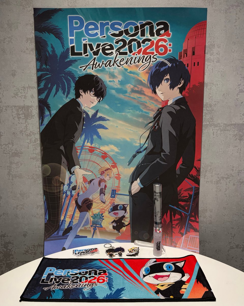 Atlus_West's tweet image. Missed Persona Live in Los Angeles? 🎶

Enter our Persona Live 2026: Awakenings Merch Pack Promotion below for the chance to win some of the items sold at the concert!

More details ➡️ atlus.link/PL26-Merch-Pro…