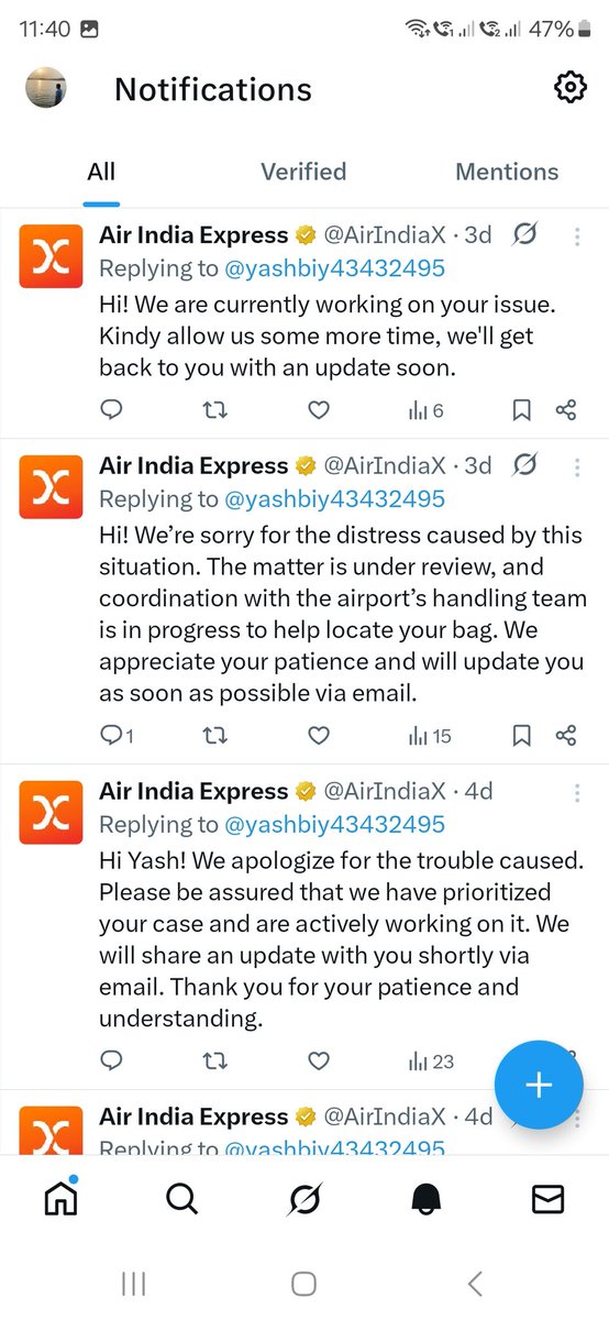 yashbiy43432495's tweet photo. Its been alomst 6 days air india express is not able to find my bag it have all the important contact of gulf expo they had a bags of 2 airline on a single belt kindly help me out no replies from airline
 @AAI_Official @ABPNews @AirIndiaX @ZeeNews @BrutIndia @AP
@PTI_News https://t.co/f2L6ToXb50