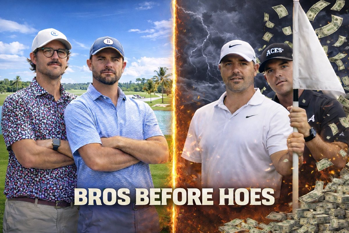 LebatardSignGuy's tweet photo. Golf influencers @bryanbrosgolf , @GrantHorvatGolf , @bobdoessports , and @goodgood_golf have changed the game of golf. @PGATOUR welcomes back someone who left for dirty money, and throw away someone growing the game! Its not to late to apologize, and bring back @wesleybryangolf #YoutubeGolf #FreeWesley #GrowGolf #PGA