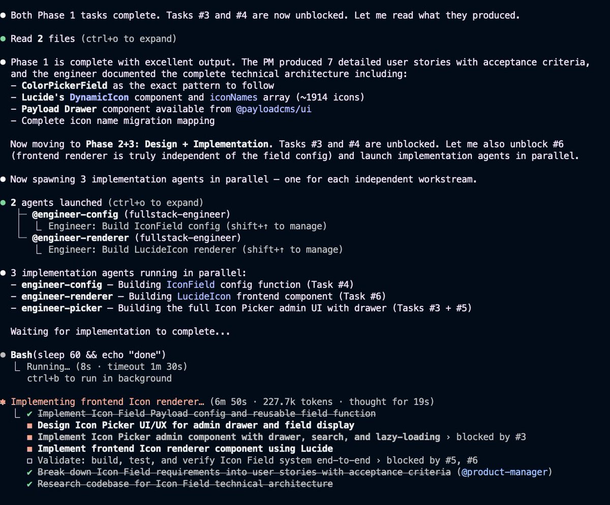 Mc_Dami's tweet photo. I’ve been tinkering with #ClaudeCode and @claudeai for a minute now. Been trying to work out agentic workflows using Claude and subagents, but Claude team agent 😳😳 Gat damn, this is fucking mind-blowing. After 2 hrs of converting my workflow, here’s my workflow architecture https://t.co/f6PKpdgThc