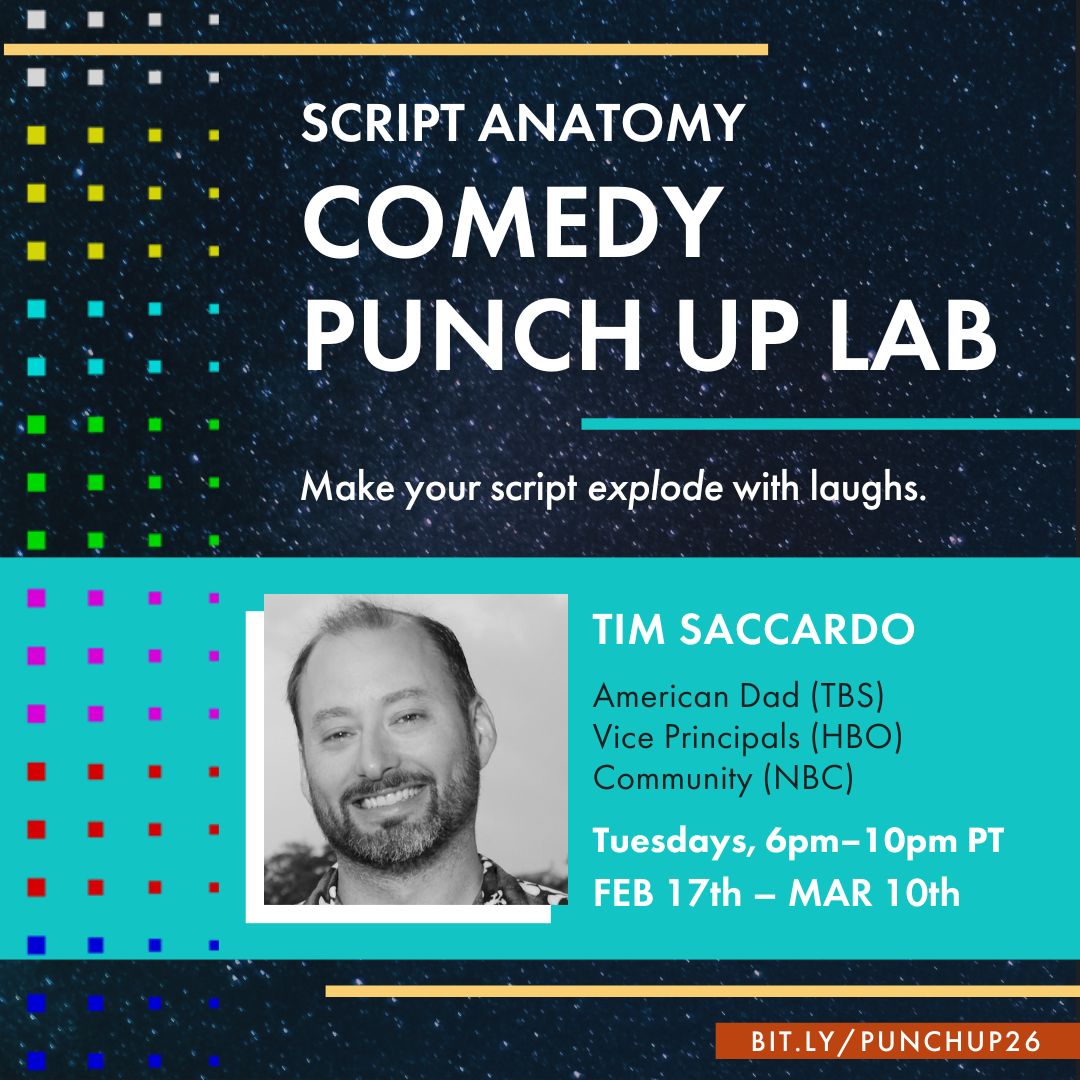 ONE SPOT LEFT!

Starting Feb 17th, I'm teaching another COMEDY PUNCH-UP CLASS for TV and movie writers at 
<a href="/ScriptAnatomy/">Script Anatomy</a>!

Come with a script, leave with tons of joke options for it AND punch-up skills you can use to make your future scripts funnier!

bit.ly/3NwjwFD