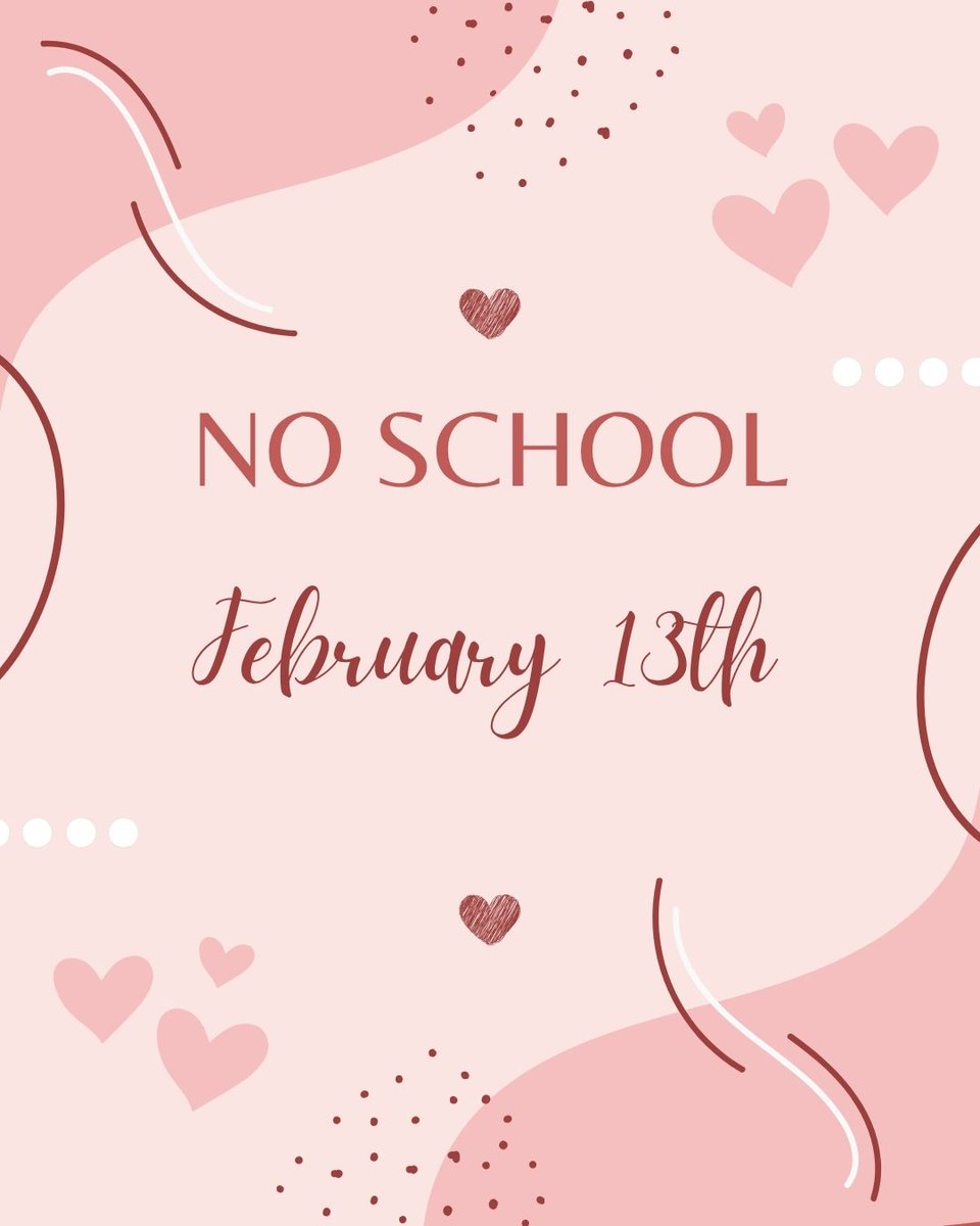 HMShastingsNE's tweet photo. 📚 No School Reminder
There is no school on February 13th for PK–12 due to the Parent/Teacher Conference Payback Day.
Thank you for your continued partnership!
#Every1aTiger https://t.co/0RAbW6QJ13