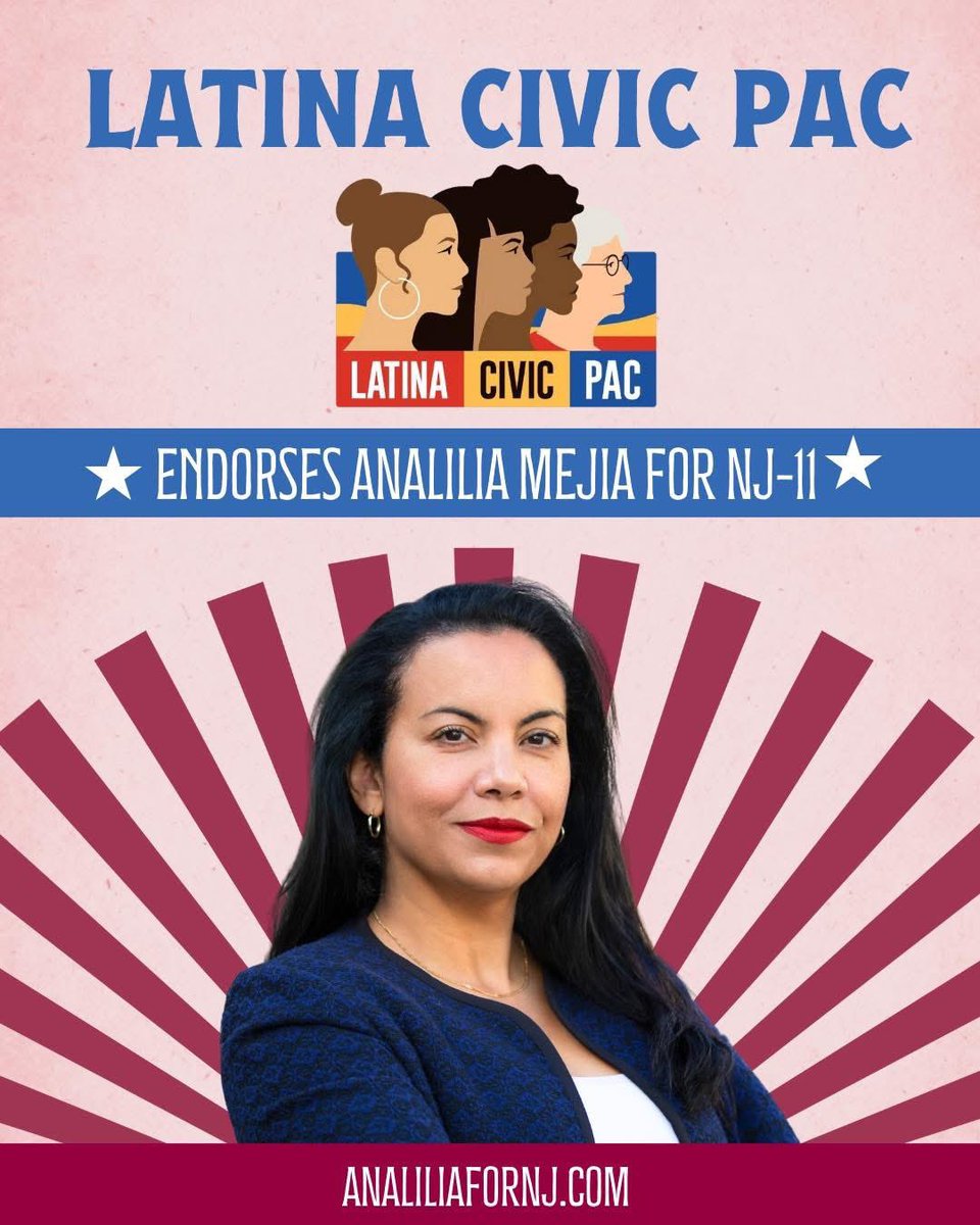 LatinaCivicAct's tweet photo. We are proud to call @AnaliliaForNJ our Hermana and one of our founders. Our sister org @LatinaCivicPAC was proud to endorsed & support her run. We are excited to see her in the cusp of making HERstory in CD-11. #RunLatinasRun
When Latinas run, NJ wins! https://t.co/OHt1gFbG67
