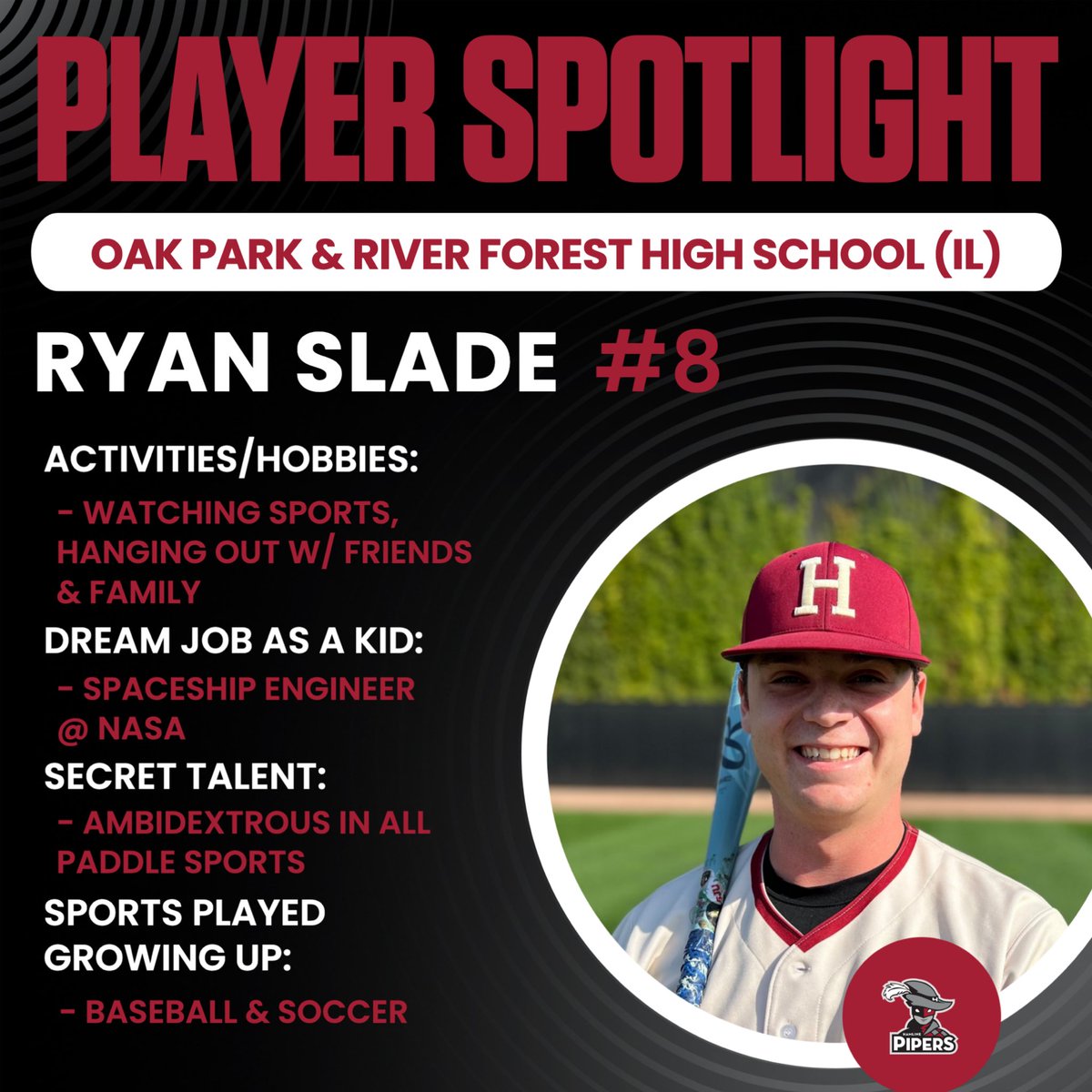 PiperBaseball's tweet photo. 8️⃣ DAYS Until Game Day
Get to know 2028 Grad, Ryan Slade! (#8)
📍Oak Park, IL
#GoPipers #CountdownToGameDay https://t.co/1wukMUa7a5