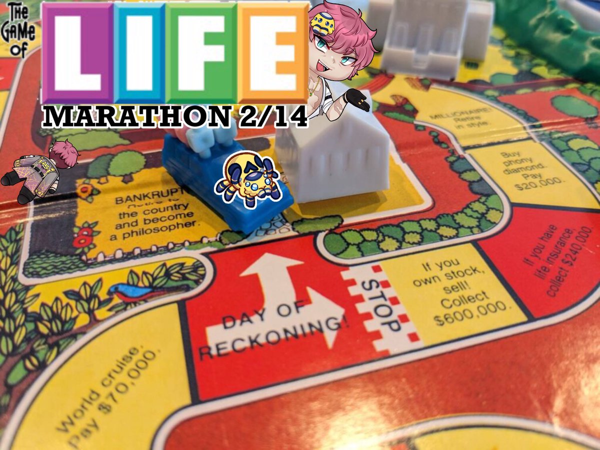 HAPPENING ON JANUARY 14TH FROM 11AM-11PM EST OR VALENTINES DAY!

THE GAME OF LIFE MARATHON!
(Ft. The Game Of Life 2)

The rules apply as previous marathons.
Pick a slot, will fill you in if spot is open.
All times are set to 2 hour brackets.

If you are interested? Shoot me a DM!