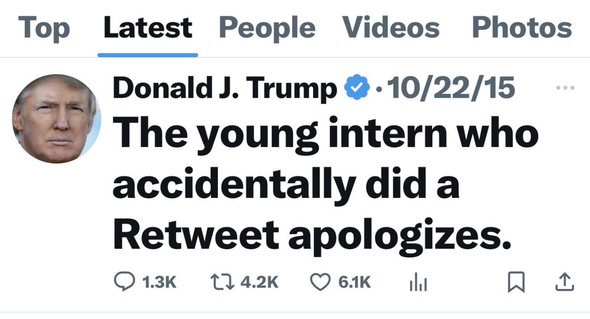 MikeBates's tweet image. Maybe Trump will try this excuse again. Trump didn’t apologize; the young intern did.