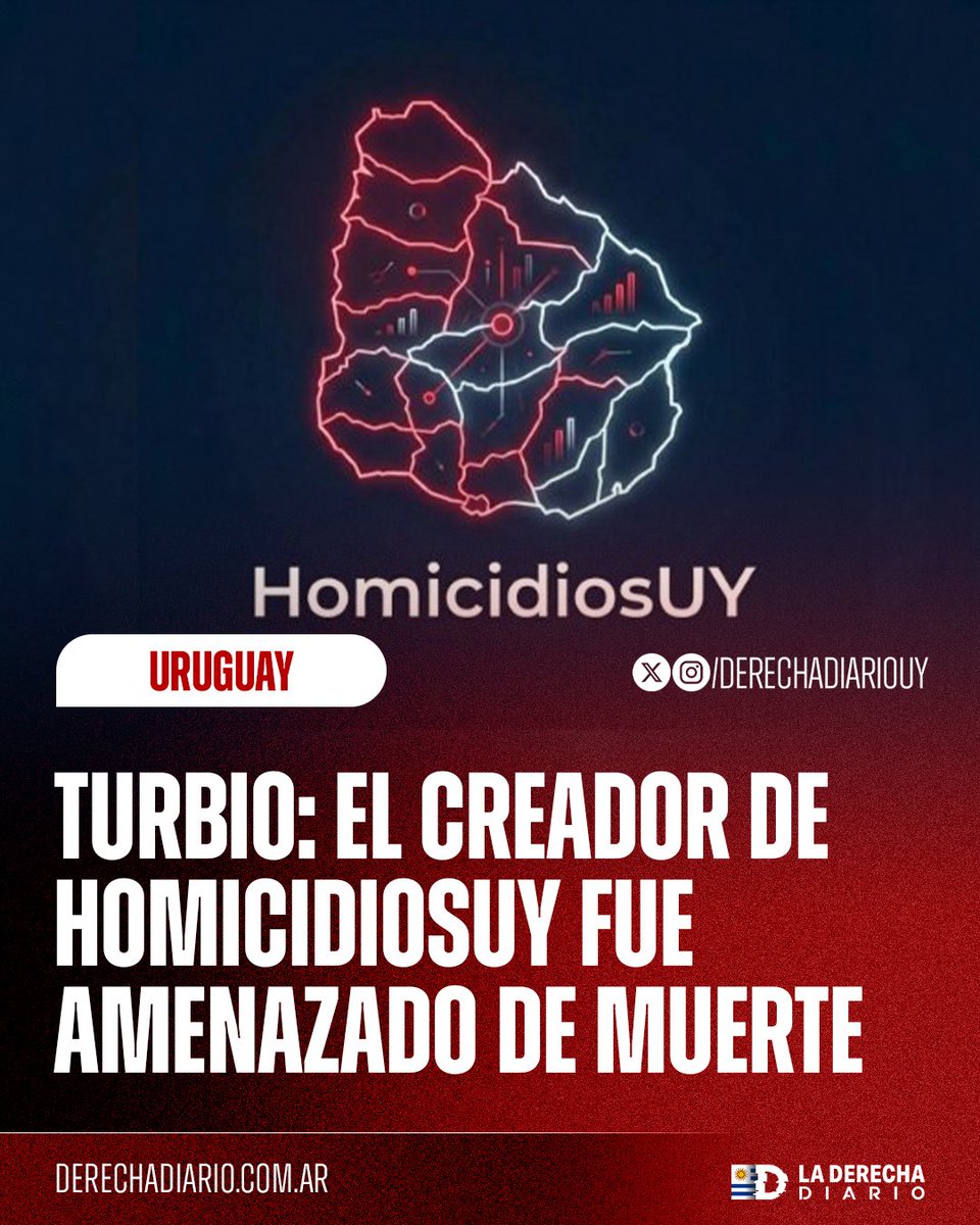 🇺🇾 | TURBIO: El creador de HomicidiosUY, que expone el pésimo trabajo del ministerio del interior, los reiterados homicidios y la inseguridad, fue amenazado de muerte.