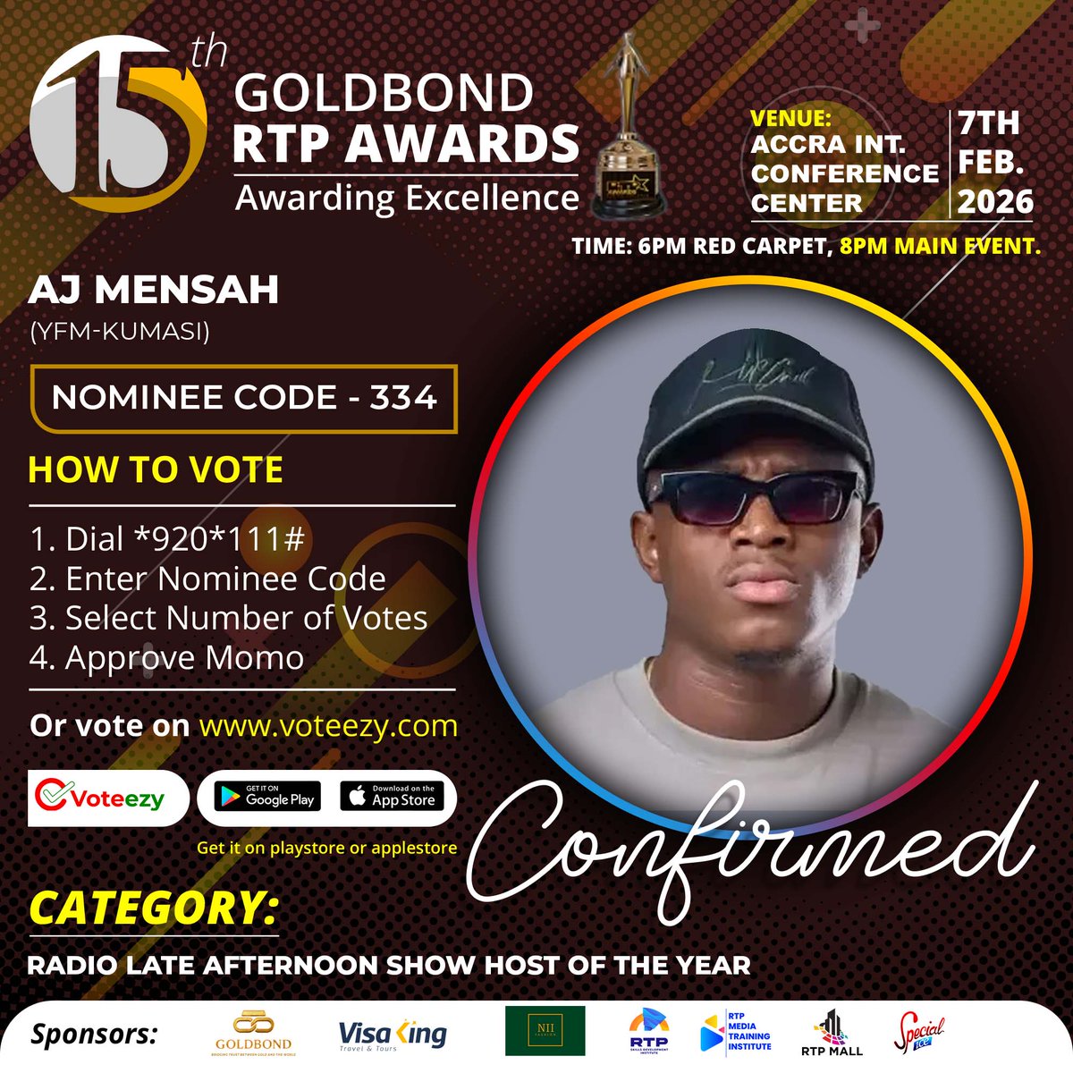 y1025fm's tweet photo. Let's go in with our votes  for AJ Mensah👇
#YFMGhana #RTPAwards

@RtpawardsAfrica https://t.co/POn0pUOiCK