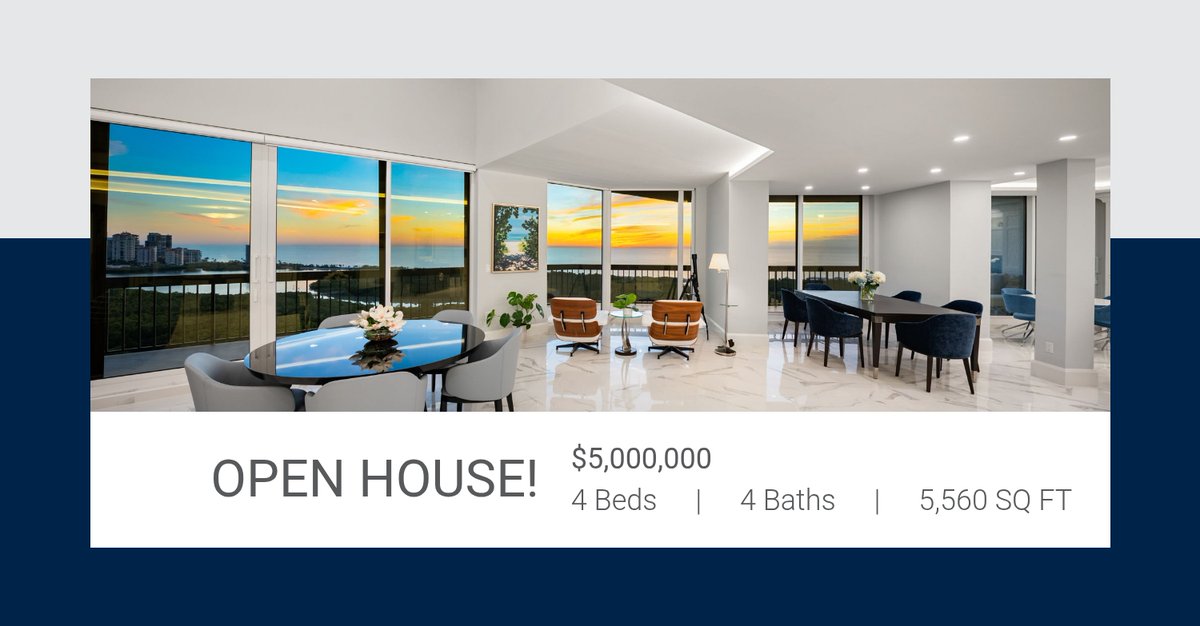 fochmc's tweet photo. OPEN HOUSE
Sunday | 1–3 PM
Grosvenor of Pelican Bay, 6001 PELICAN BAY BLVD
1 of 1 in Naples. A two-story penthouse perched above the Gulf with sweeping, unobstructed panoramic views. 5,500+ SF, 1000+ wraparound lanai, turnkey ... https://t.co/dUuYdIJiV8 https://t.co/ddsBN3WDjw