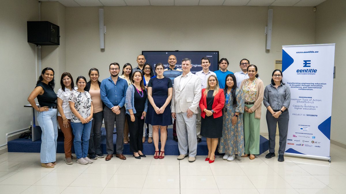 espol's tweet photo. Hoy se desarrolló el segundo taller híbrido en @CISE_ESPOL, como parte de las actividades del proyecto EENTITLE, cofinanciado por @EUErasmusPlus de la Unión Europea🇪🇺 y la Conferencia Regional de Cooperación de los CDC.

El workshop Designing learning with AI in engineering education abordó el uso de la inteligencia artificial como una herramienta reflexiva y generativa para el diseño del aprendizaje.

Durante la jornada, los participantes fueron guiados mediante ejemplos y preguntas de diseño estructuradas, que demostraron cómo la IA puede apoyar el pensamiento pedagógico y la toma de decisiones.

Los ponentes fueron los profesores Margit Ojaots y Fjodor Sergejev de @TallinnTech.