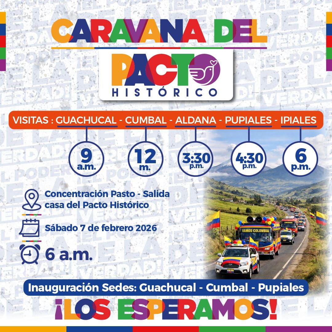 ¡Nos vamos pal’ Sur! 🚘 

Aquí nos mueve la alegría de contar con el pueblo para seguir construyendo un país digno ❤️ ¡Vamos con toda! El 8 de marzo a votar por el Pacto Histórico a Cámara y Senado 💛💙❤️💚💜 

¡Iván Cepeda Presidente en Primera Vuelta!