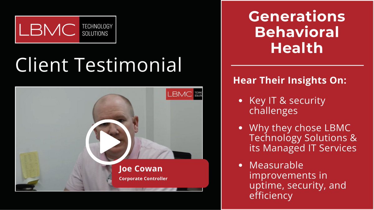 lbmctech's tweet image. Secure, reliable, scalable IT—without the distraction.

See how @lbmctech delivers #ManagedITServices that handle infrastructure, #cybersecurity, compliance, and support so organizations can focus on what matters most.

Watch: youtube.com/watch?v=dz4X-E…

#ITSupport #LBMCTech