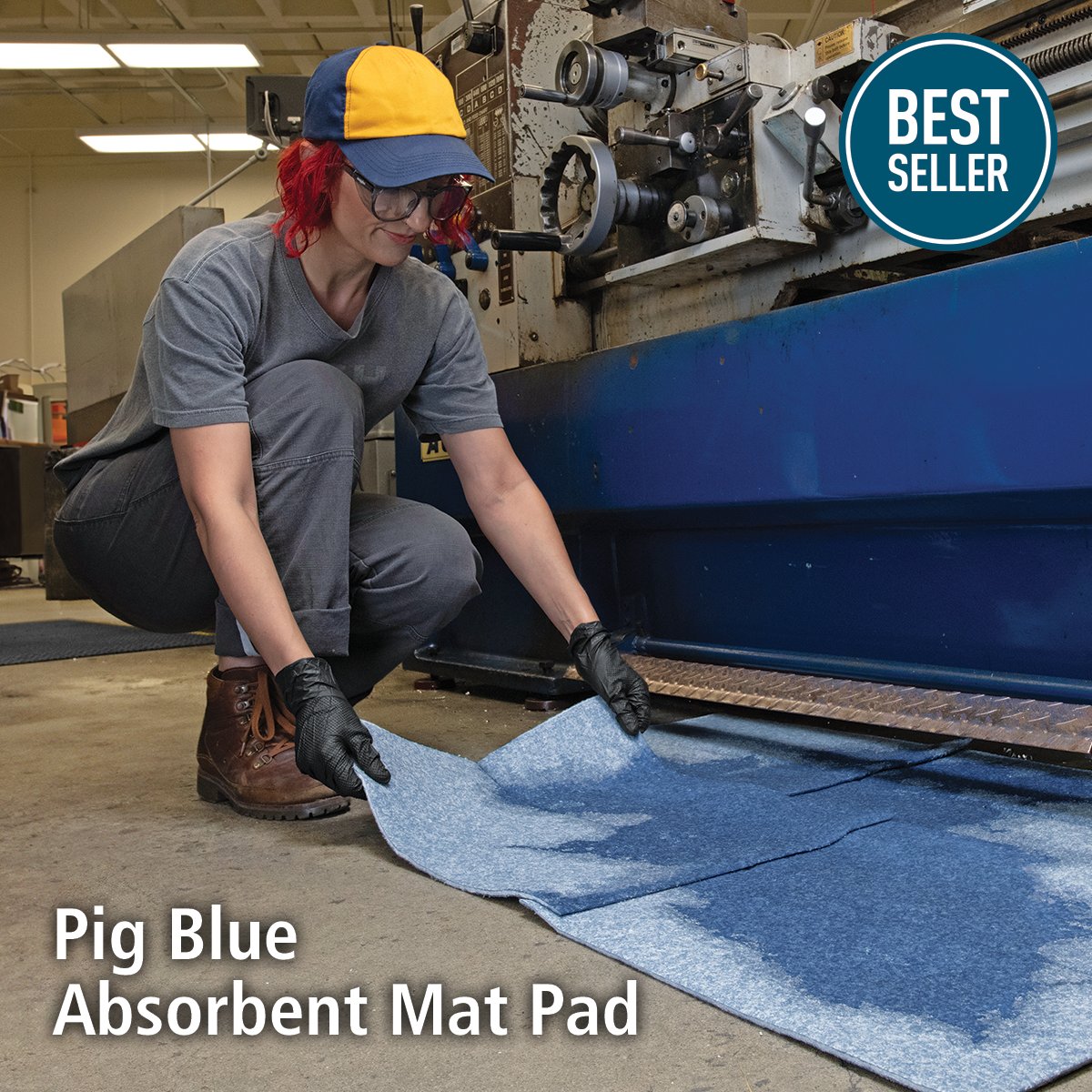 Pig Blue Absorbent Mat Pads soak up common industrial liquids and deliver more absorbency per pad so you use less! Leave them down longer and save money. 💙 newpig.social/fef