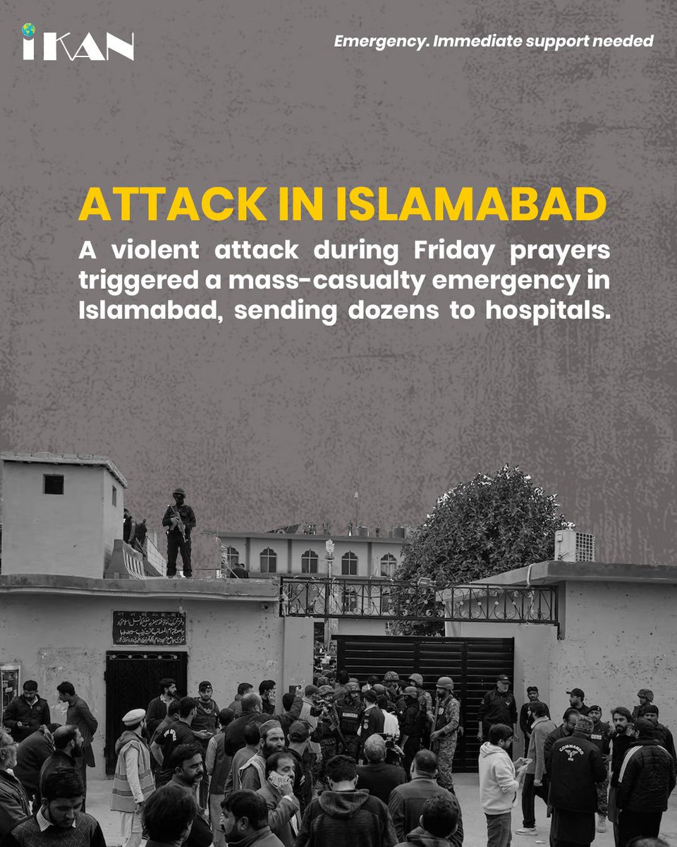 IkanCommunity_'s tweet photo. A tragic attack in Islamabad has left 100+ people injured, overwhelming emergency wards at PIMS and Polyclinic. Hospitals are under pressure as critical treatment continues.
This is a medical emergency. Immediate help is needed.
#Emergency  #blooddonation https://t.co/MCKQLHY1FZ