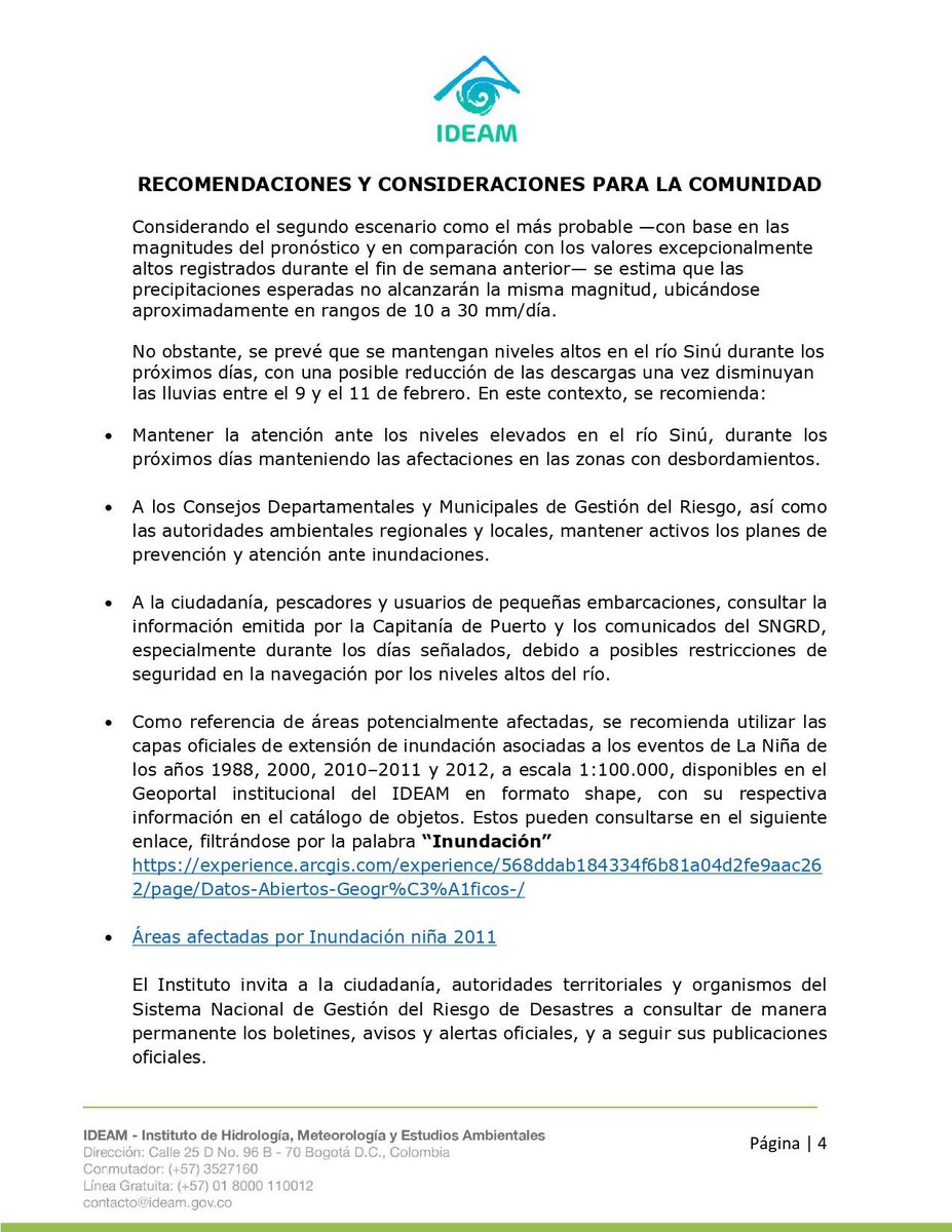 #CVSINFORMA IDEAM REPORTA: Niveles del río Sinú en ascenso por creciente:

🔺 Han superado cota de desbordamiento.
📊 Pronóstico oficial: precipitaciones 6-7 febrero.
🏠 Manténganse alertas en zonas de desbordamiento.

Más información 👇🏻