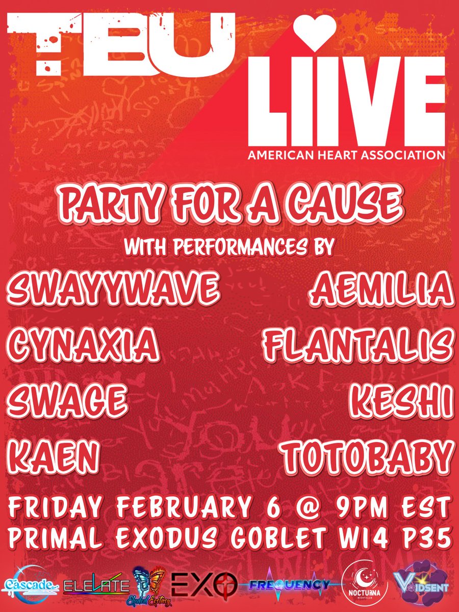 AYYYOOO! <a href="/DFlannas/">DJFlannas</a> &amp; I will be doing and IRL B2B tonight at TBU as we raise money for <a href="/American_Heart/">American Heart Association</a> you don't wanna miss this amazing line up and the chaos that will ensure! Be there or be square!
#28DaysofHeart