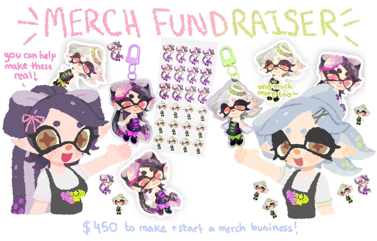 hi everyone, i’m opening a merch fundraiser to help make my merch dream come true! for any callie &amp; marie splatoon fans, or any kind of squid sisters enjoyers, you can help make this come true!
(l¡nk in replies + rts appreciated!)