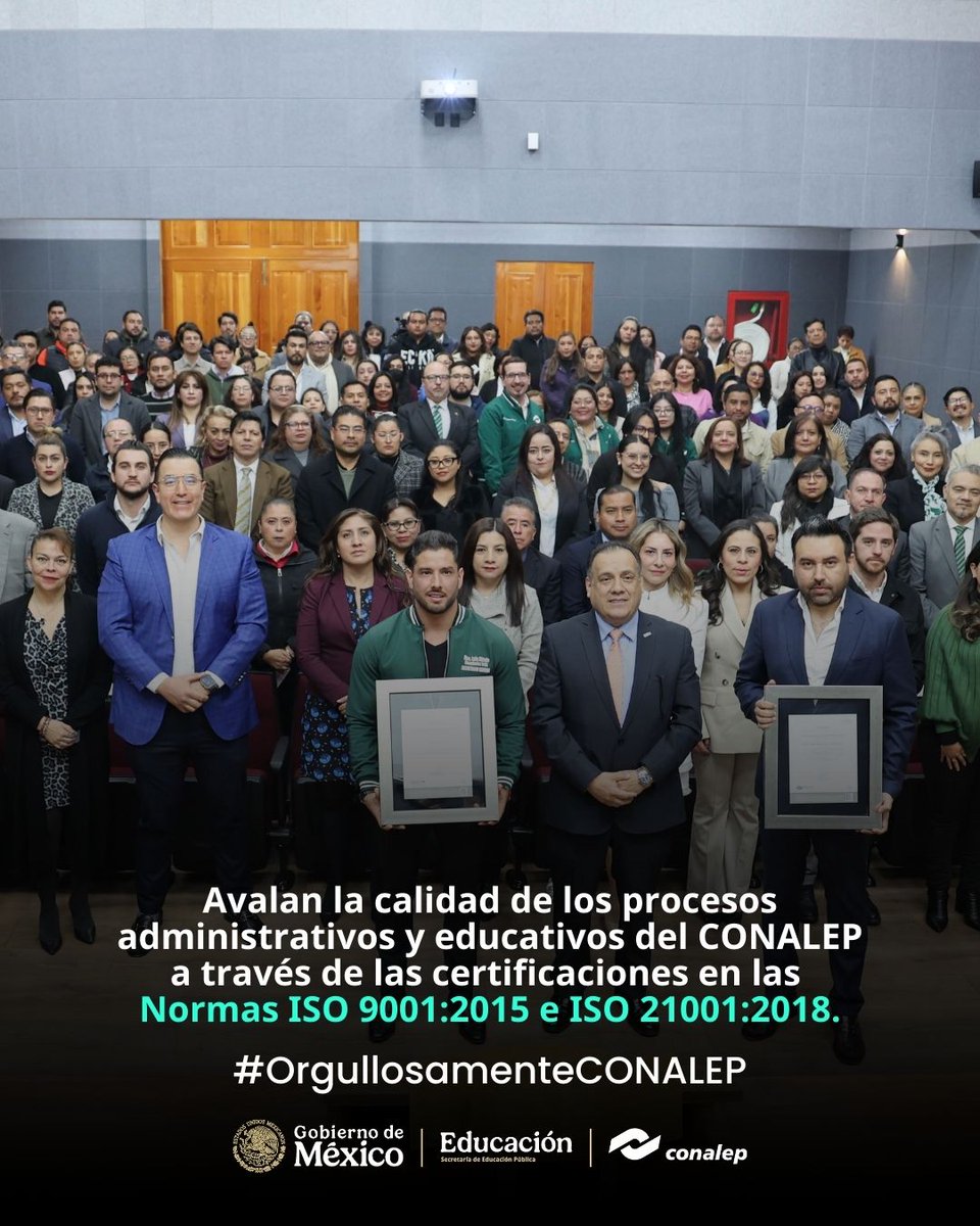 #CONALEP fue reconocido por su compromiso con la calidad, mejora continua y excelencia en sus procesos formativos y de gestión institucional 💼.

La empresa <a href="/NYCE_MX/">NYCE S.C.</a> entregó las recertificaciones ISO 9001:2015 e ISO 21001:2018.

 Nota completa aquí  👉conalep.edu.mx/avalan-la-cali…