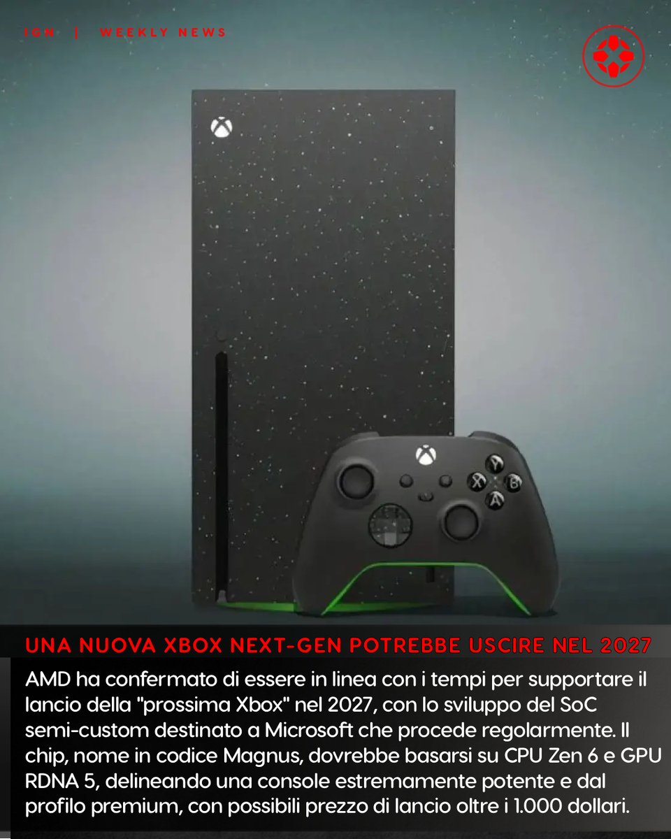 IGNitalia's tweet photo. AMD anticipa l'arrivo di una #Xboxnextgen nel 2027. https://t.co/M6VXMC1KRC https://t.co/7lToPkVGRt