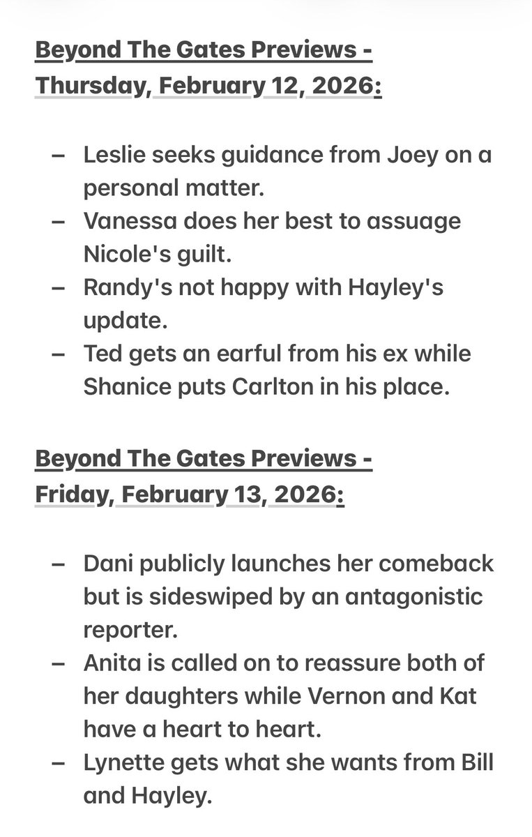 niki_smith1's tweet image. COMING UP next week on Beyond the Gates

❤️🩷 February 9th - February 13th ❤️ 🩷💕

🚨🚨 SPOILERS INCLUDED 🚨🚨 

#BeyondTheGates #BTG #Previews #Spoilers